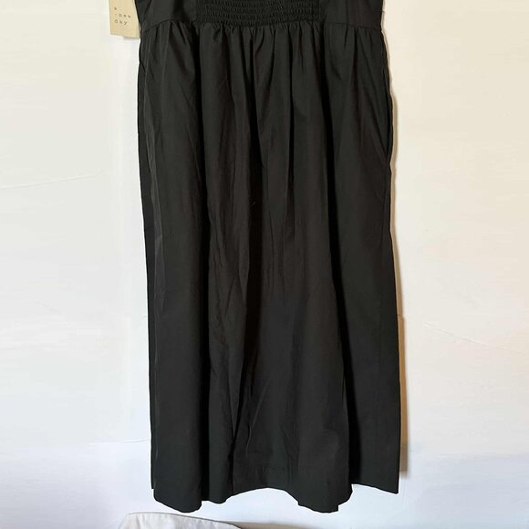 a new day WOMENS 100% COTTON STRAPPY BLACK DRESS SIZE LARGE WITH POCKETS NWT! - Picture 2 of 8